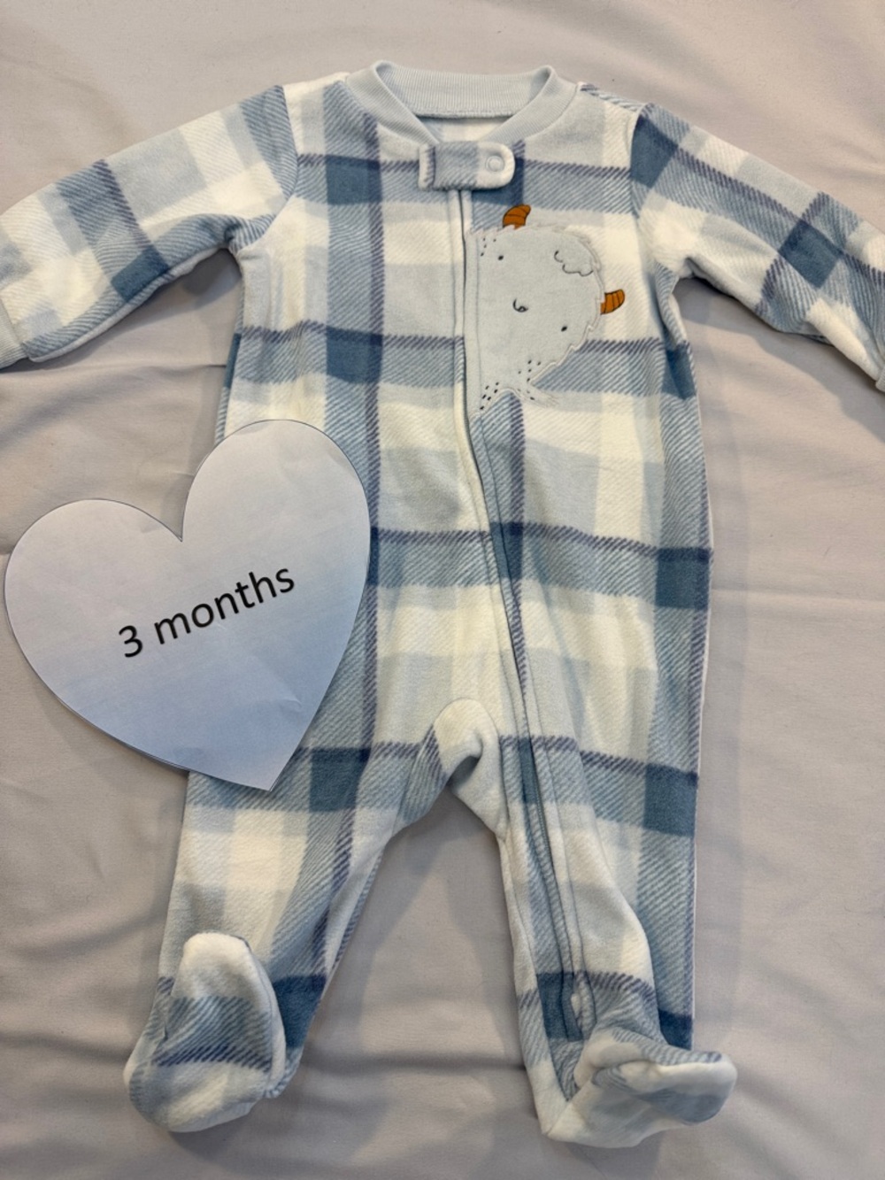 Carter's - NWOT Blue and White Baby Fleece Onesie Sleeper